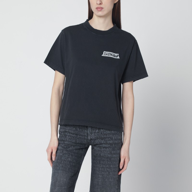Black washed Masking Tape T-shirt with medium fit