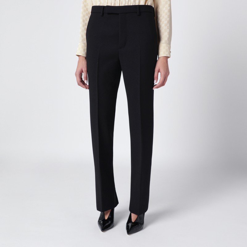 Black skinny wool trousers