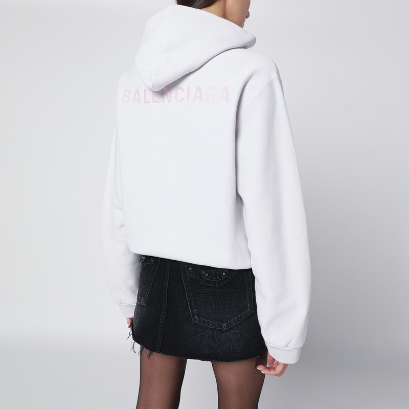Balenciaga Back Regular Fit Zip Hoodie In White