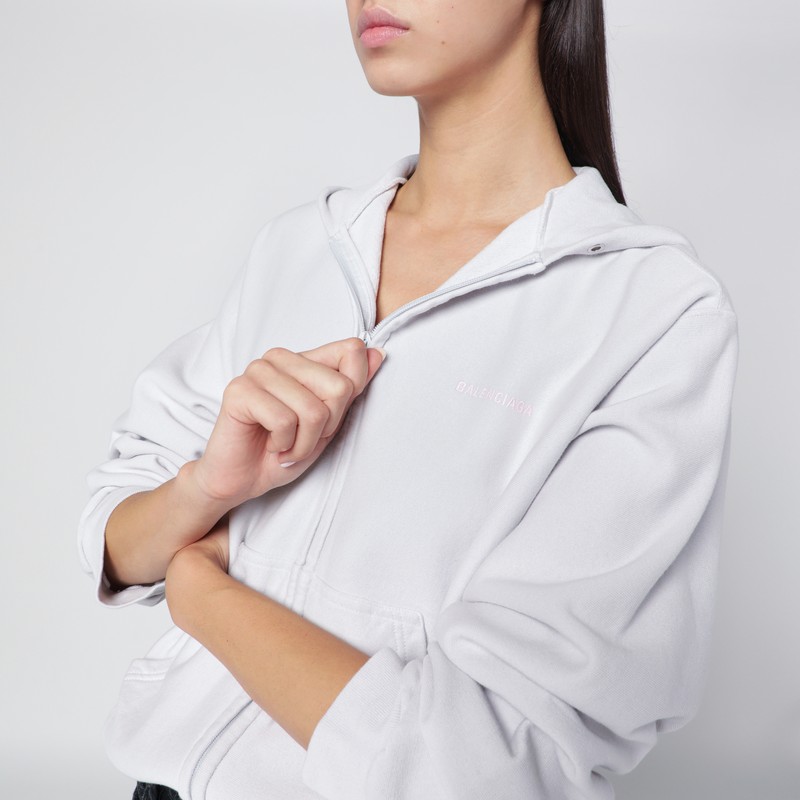 Balenciaga Back Regular Fit Zip Hoodie In White