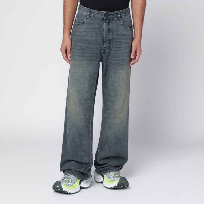 Loose washed jeans in blue/grey/yellow
