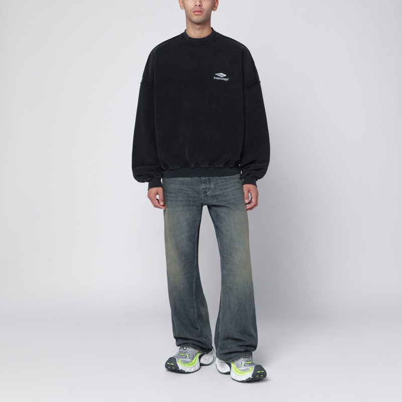 Balenciaga Loose Washed Jeans In Blue/grey/yellow In Blue