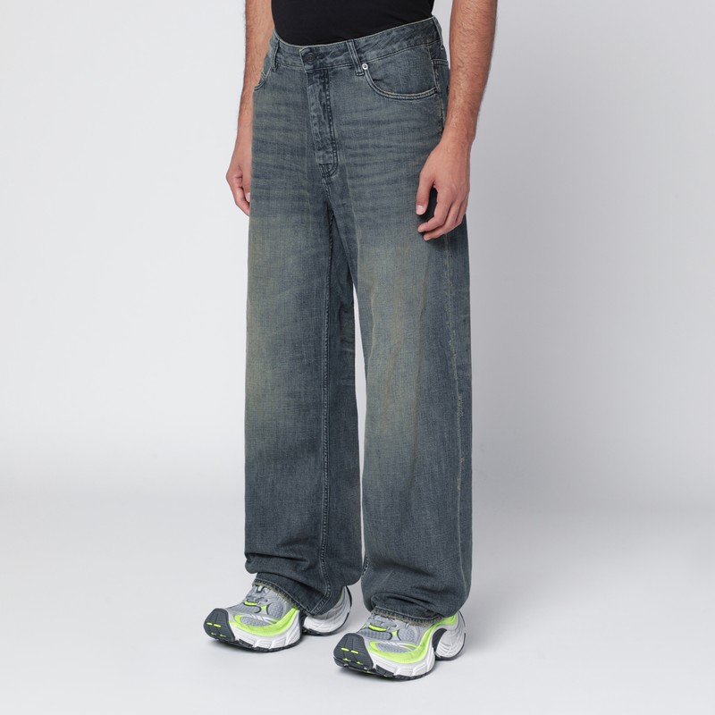 Balenciaga Loose Washed Jeans In Blue/grey/yellow In Blue