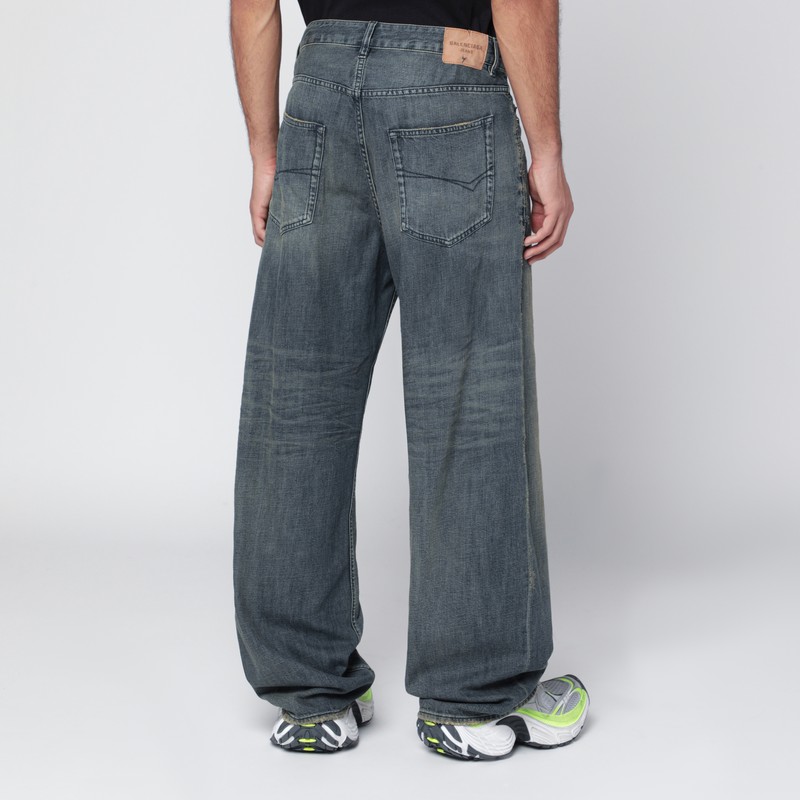 Balenciaga Loose Washed Jeans In Blue/grey/yellow In Blue