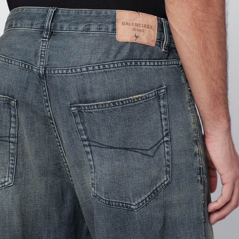 Balenciaga Loose Washed Jeans In Blue/grey/yellow In Blue