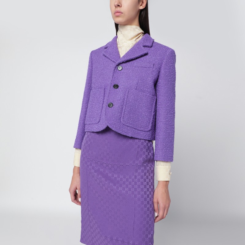 Purple wool and cotton bouclé jacket