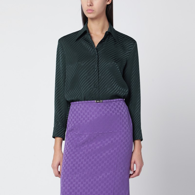 Green GG jacquard silk shirt