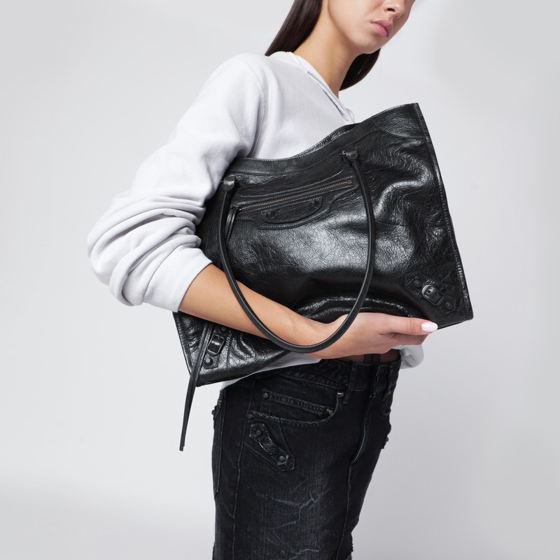 Balenciaga Medium Le City Black Tote Bag In Black
