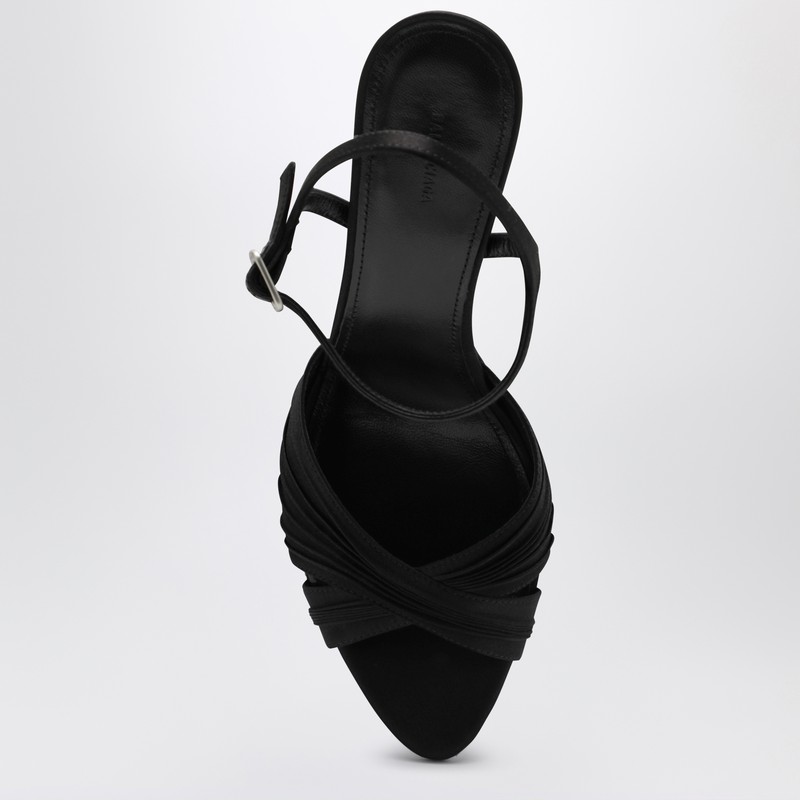 Balenciaga Black Dynastie Satin Sandals In Animal Print