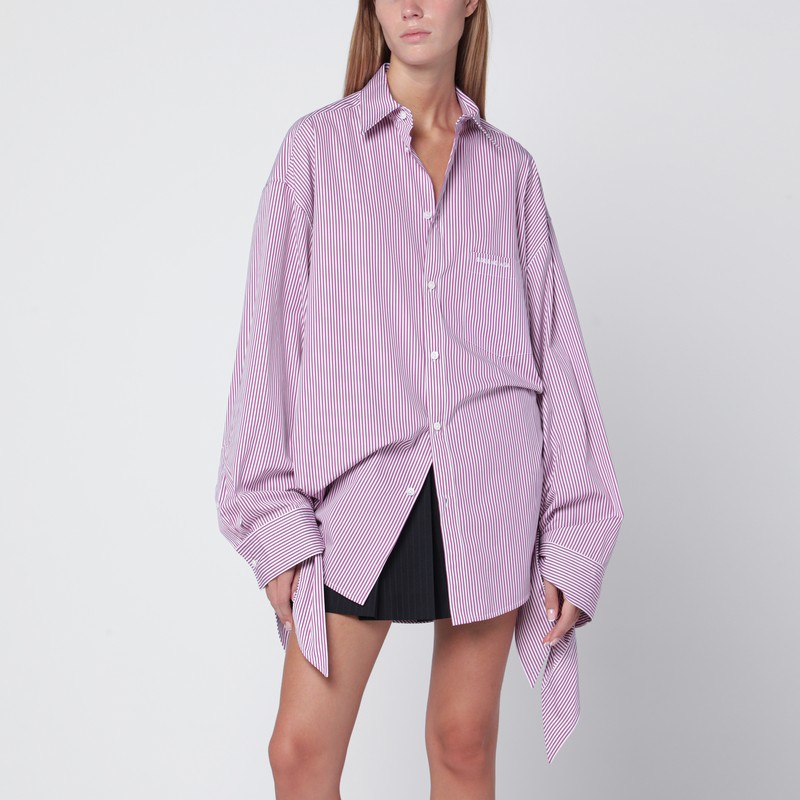 White/plum striped cotton shirt