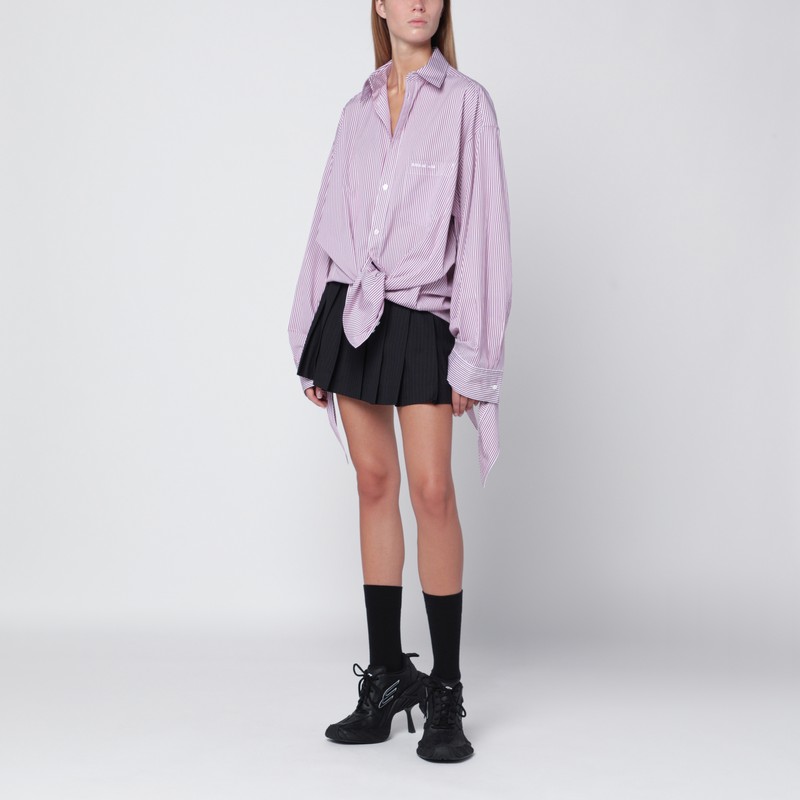 Balenciaga White/plum Striped Cotton Shirt In Pink