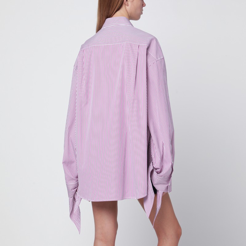 Balenciaga White/plum Striped Cotton Shirt In Pink