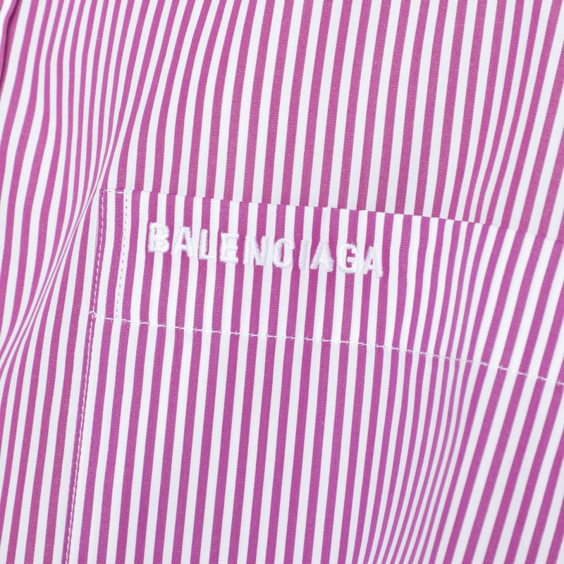 Balenciaga White/plum Striped Cotton Shirt In Pink
