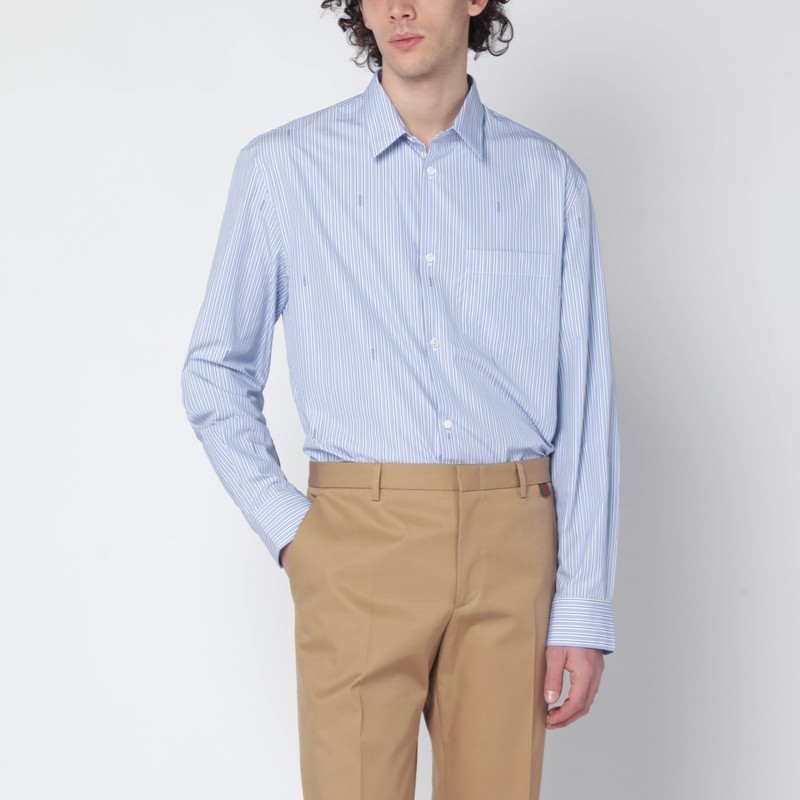 Light blue striped cotton poplin shirt