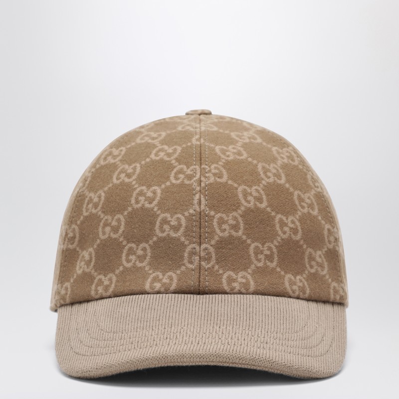 Beige GG knit fabric baseball cap