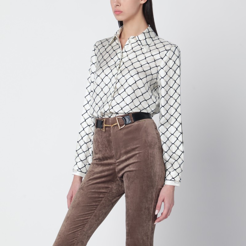 White printed silk twill shirt