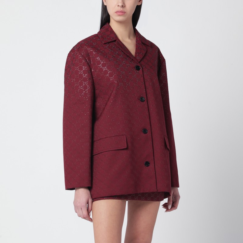 Rosso Ancora GG-fabric jacket with crystals