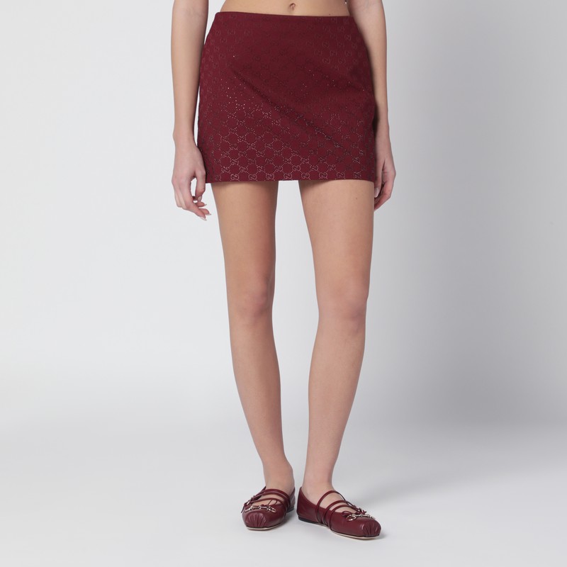 Rosso Ancora GG-fabric mini skirt with crystals