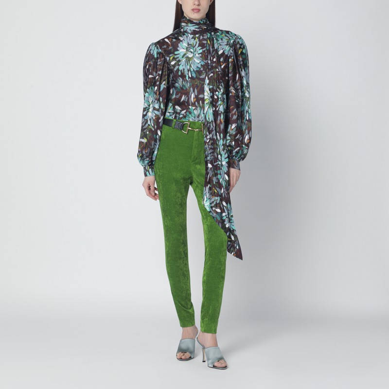 Printed silk twill blouse