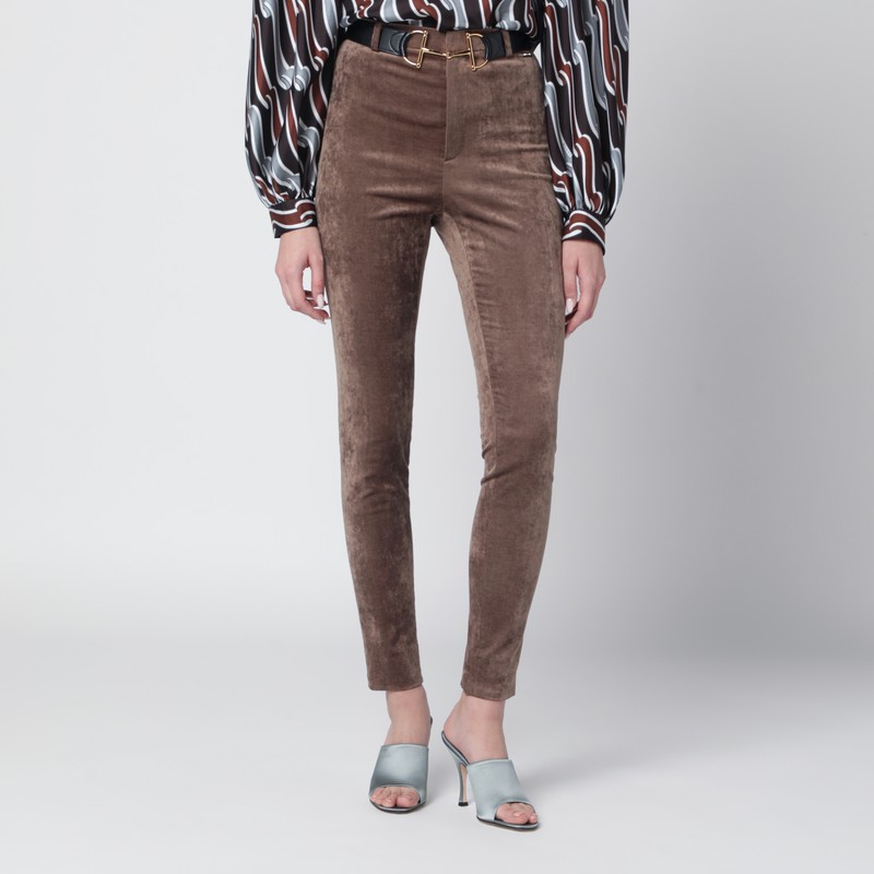 Brown stretch velvet leggings