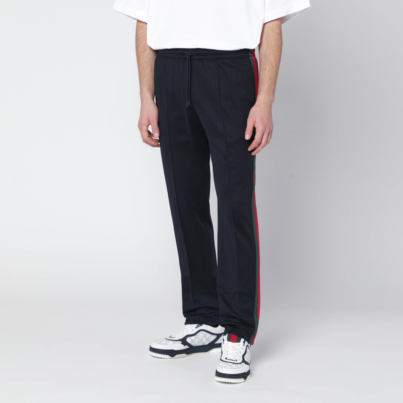 Dark blue technical jersey track pants