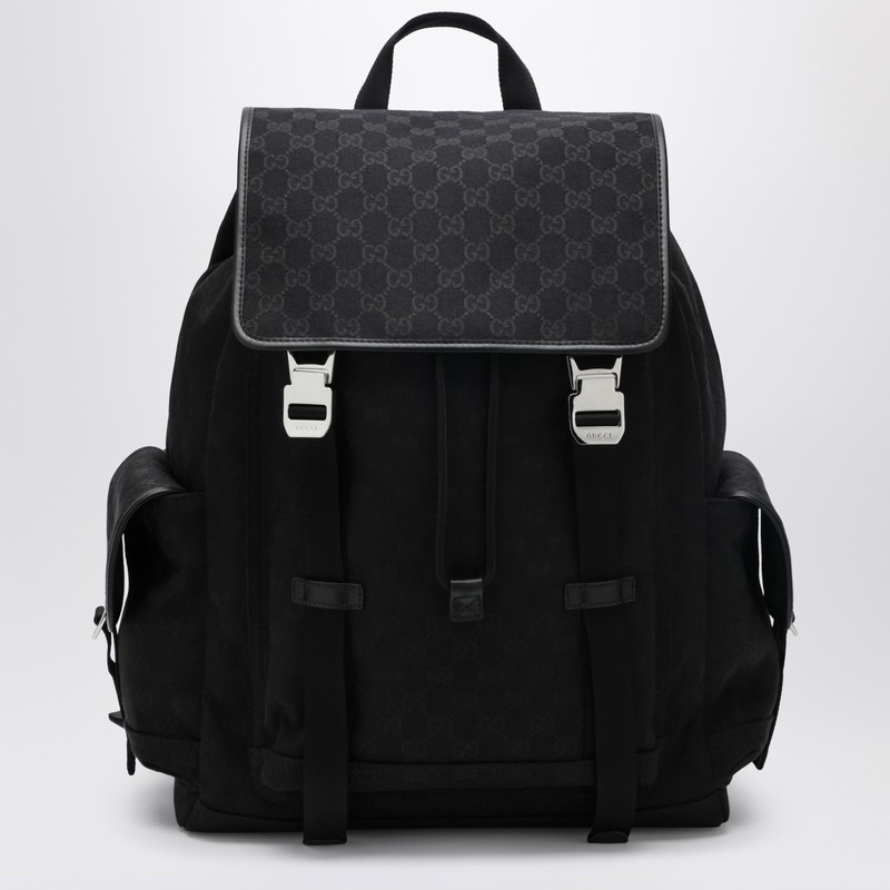Large black GG fabric backpack