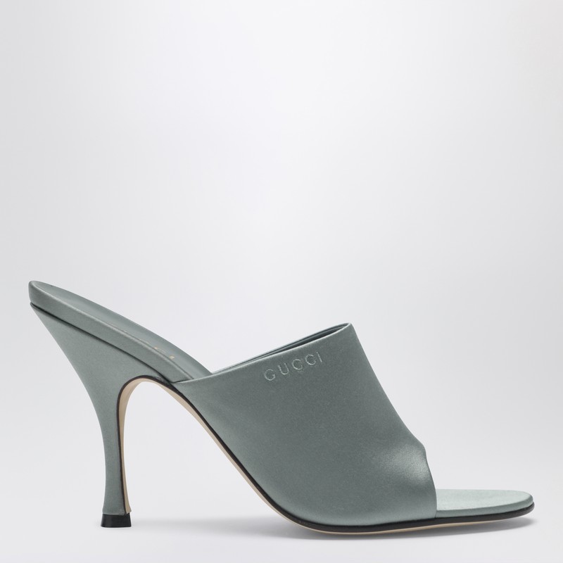 Ocean green satin slider sandal