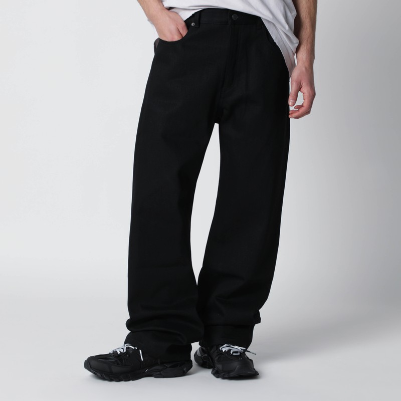 Black cotton denim trousers