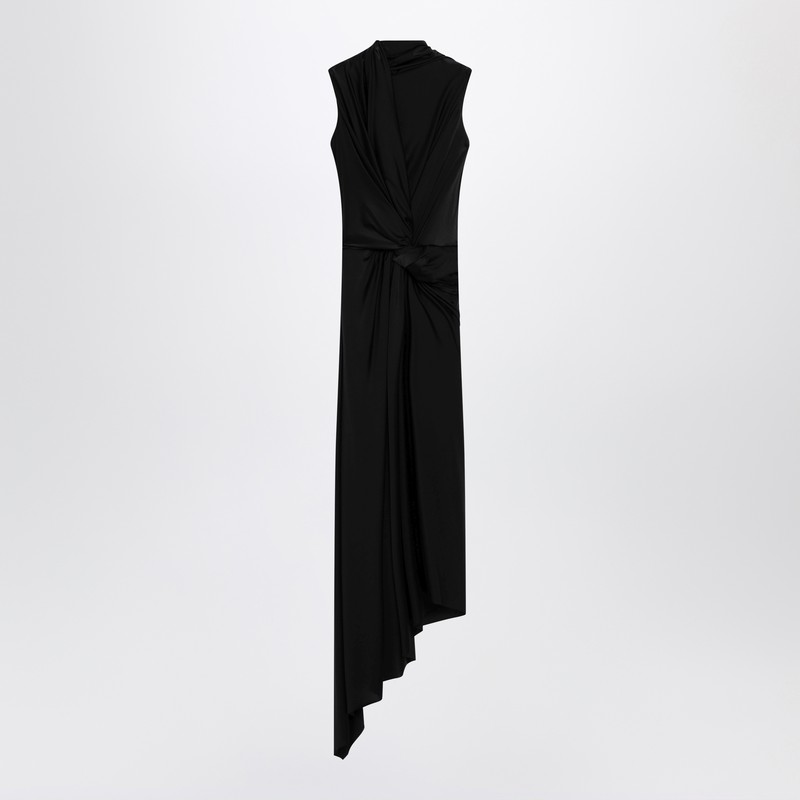 Black draped midi dress