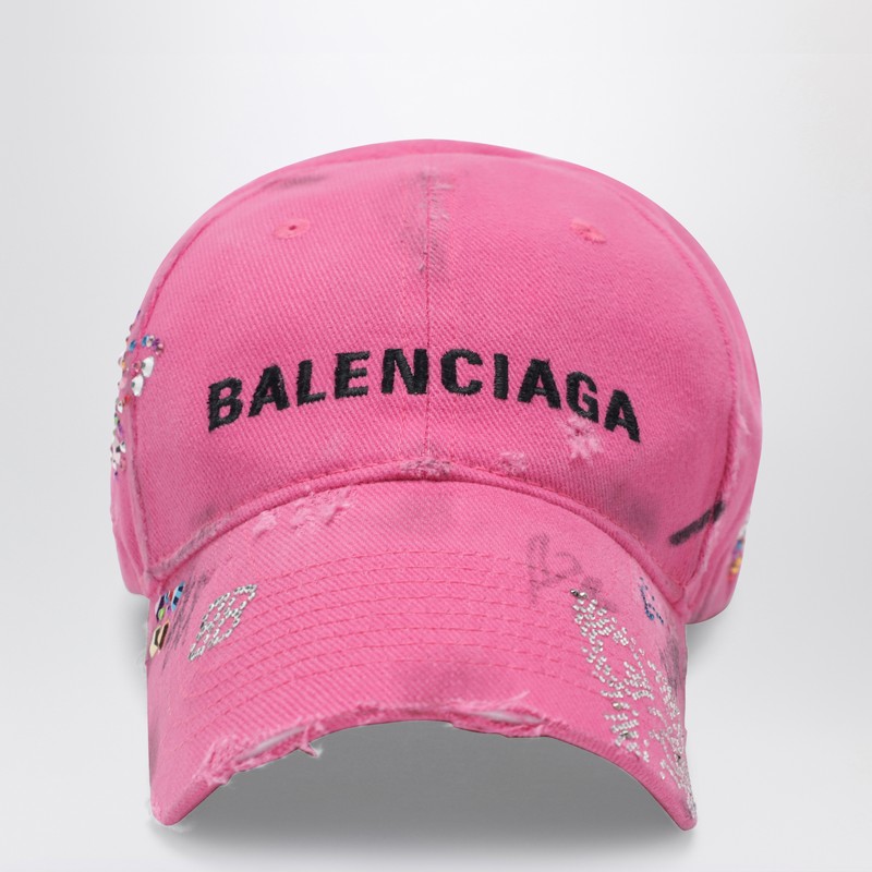 Upcycled cotton drill cap in pink