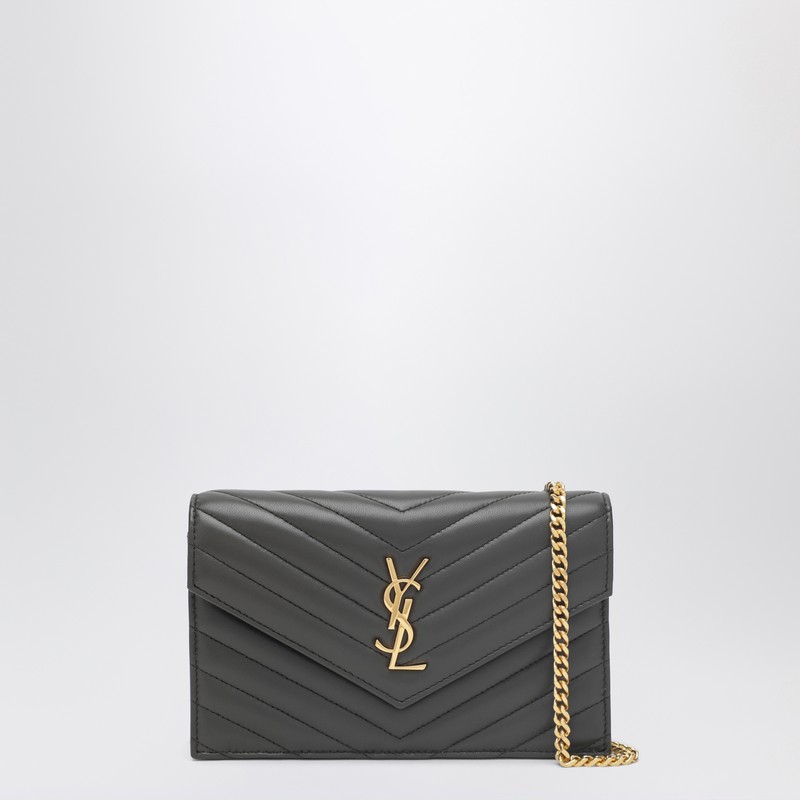 Cassandre chain wallet in dark grey leather