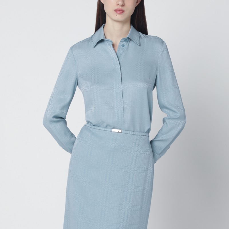 Light blue GG jacquard silk shirt