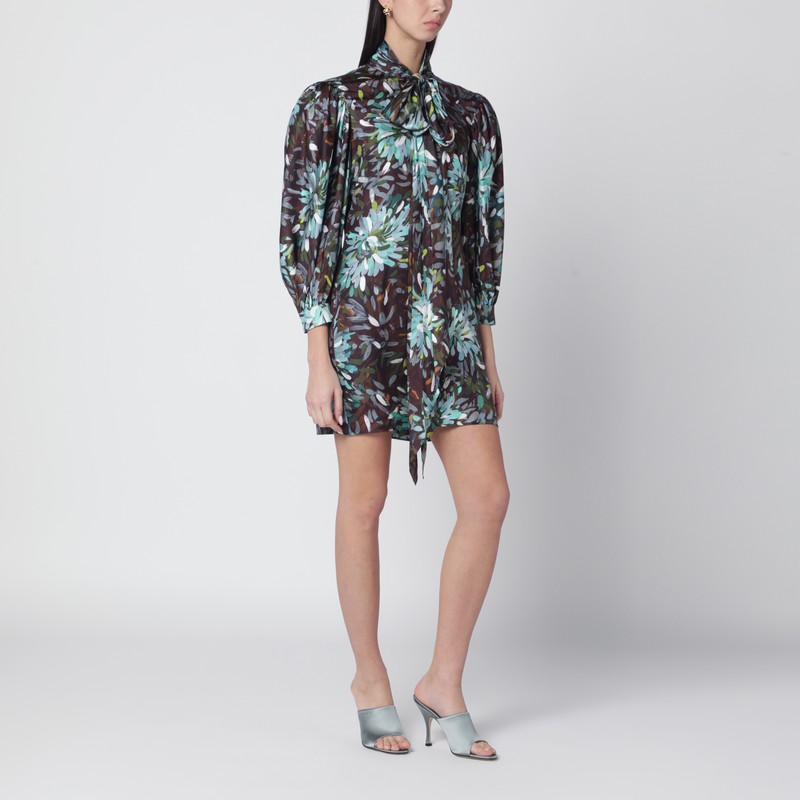 Printed silk twill dress