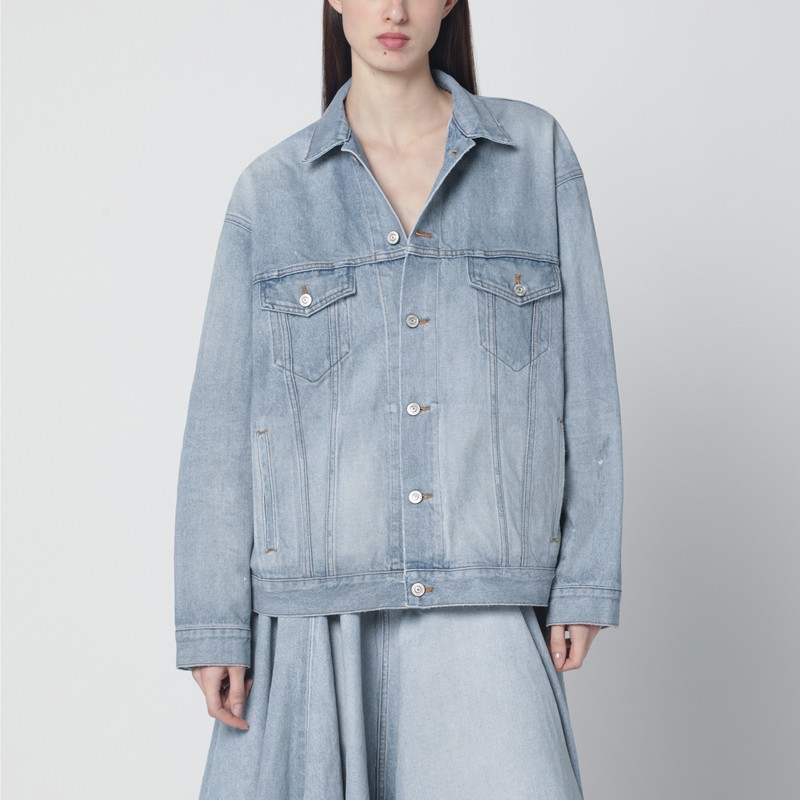 Light blue vintage-effect denim jacket