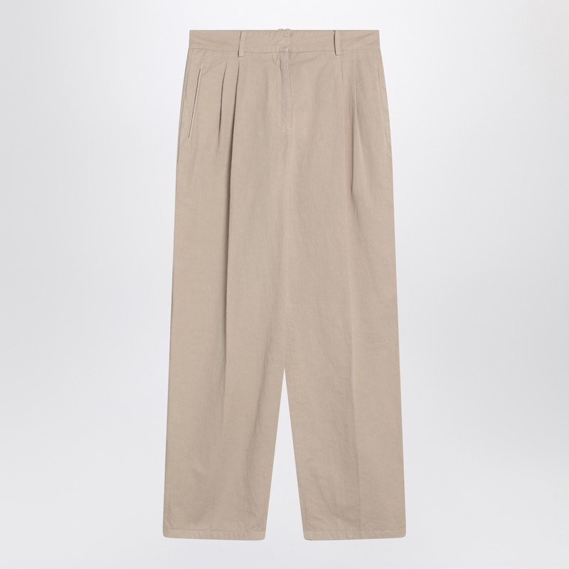 Lilas light khaki cotton and linen trousers