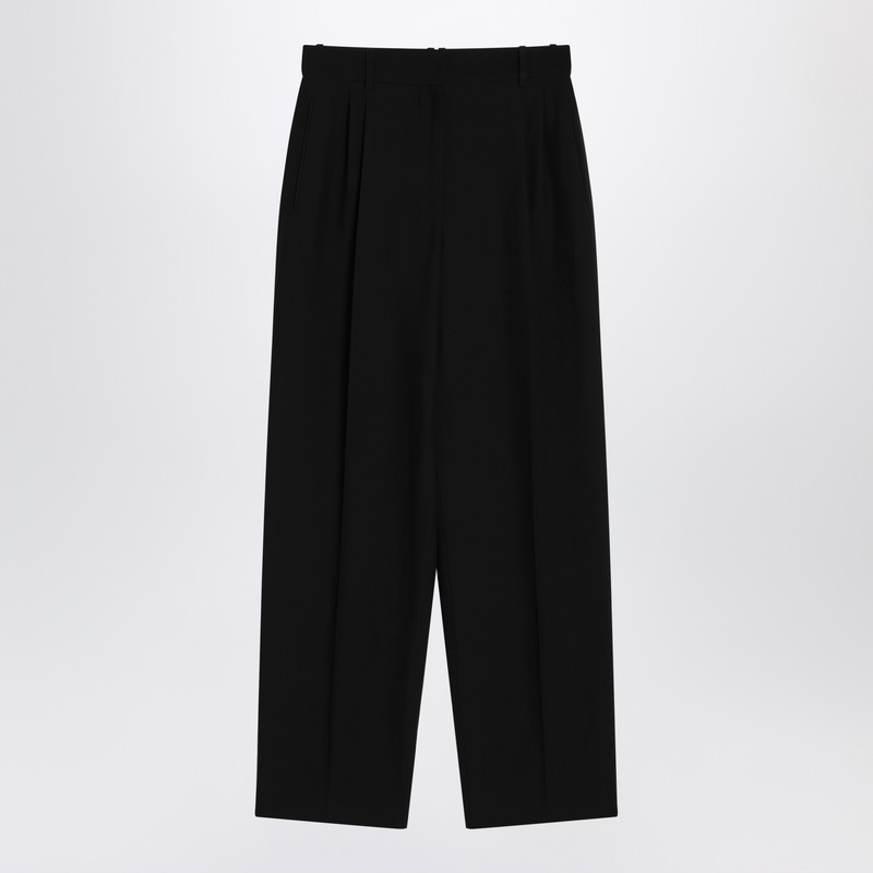 Lilas trousers in black wool and linen