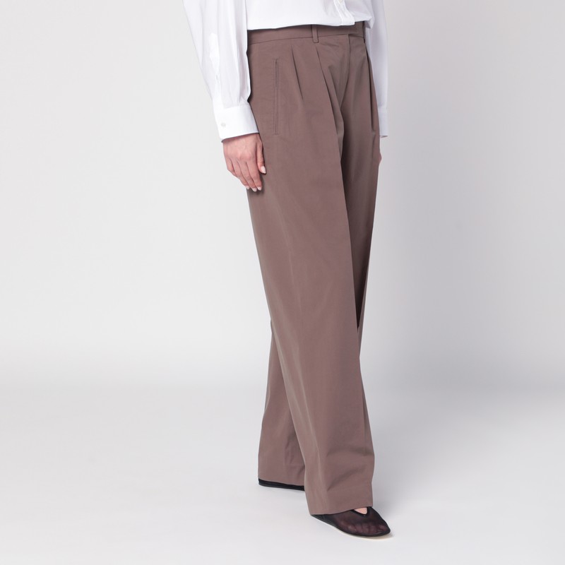 The Row Taupe Cotton Trousers
