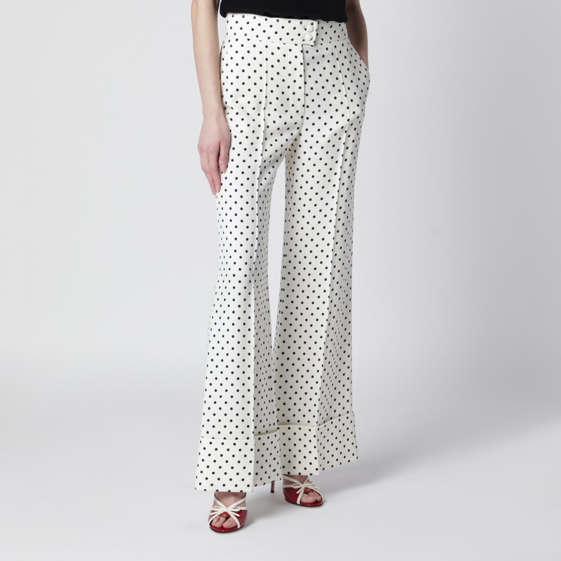 Ivory supergran trousers with Plusdepois print