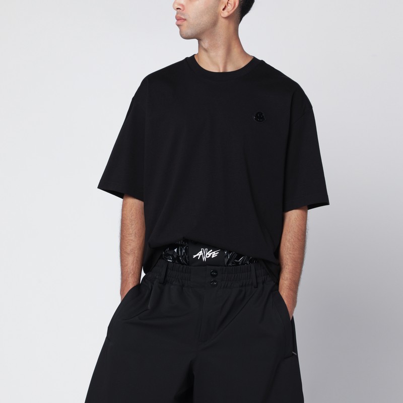 Black cotton T-shirt with logo patch