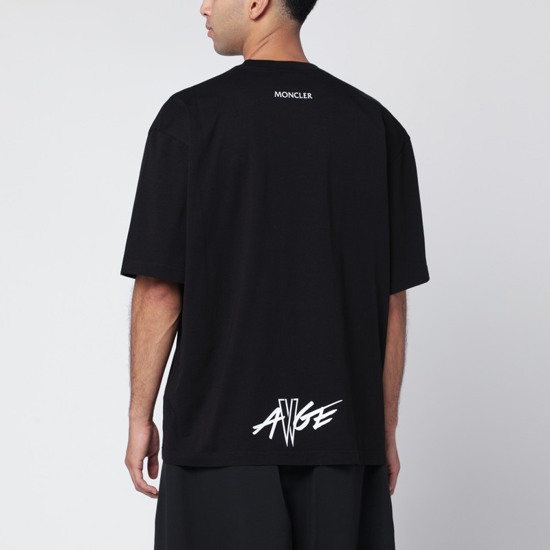 Moncler X A$ap Rocky Black Cotton T-shirt With Logo Patch In Black