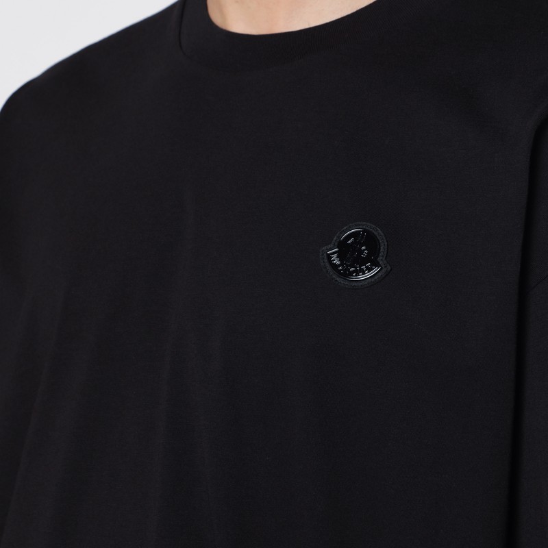 Moncler X A$ap Rocky Black Cotton T-shirt With Logo Patch In Black