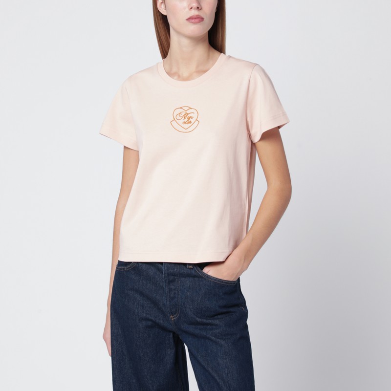 Pink cotton T-shirt with embroidered heart