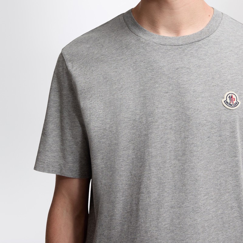 Moncler Set Of Three Cotton T-shirts With Logo Patch In Multi