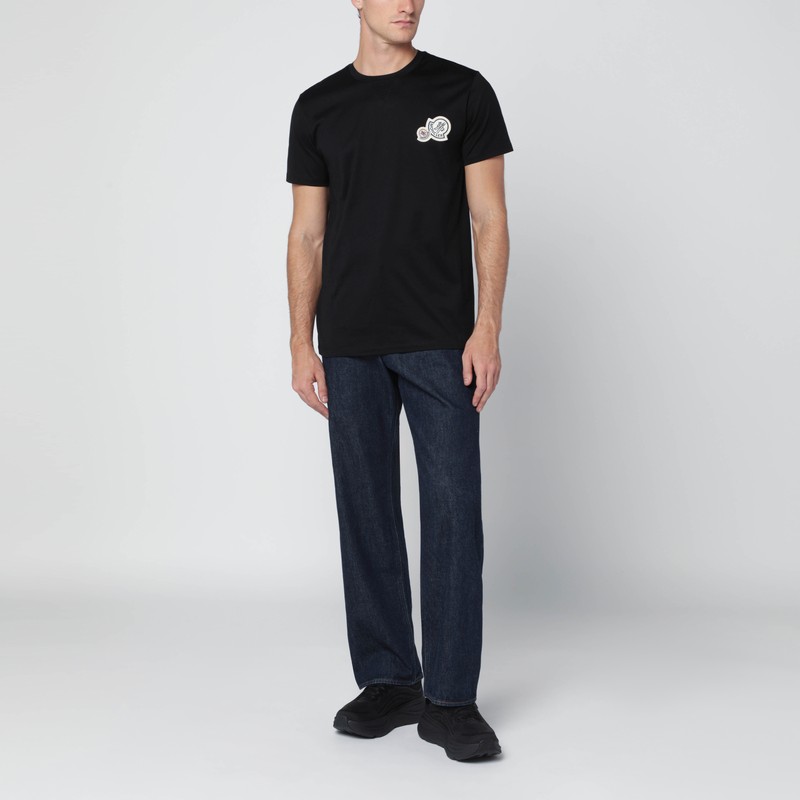 Moncler Crewneck T Shirt Featuring Multiple Patches In Black