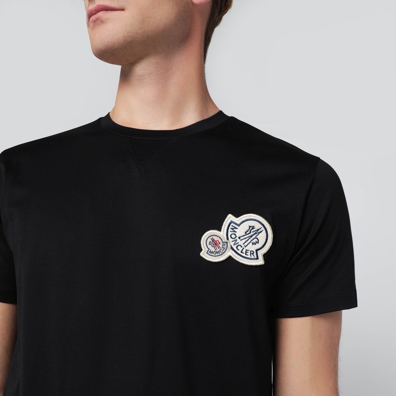 Moncler Crewneck T Shirt Featuring Multiple Patches In Black