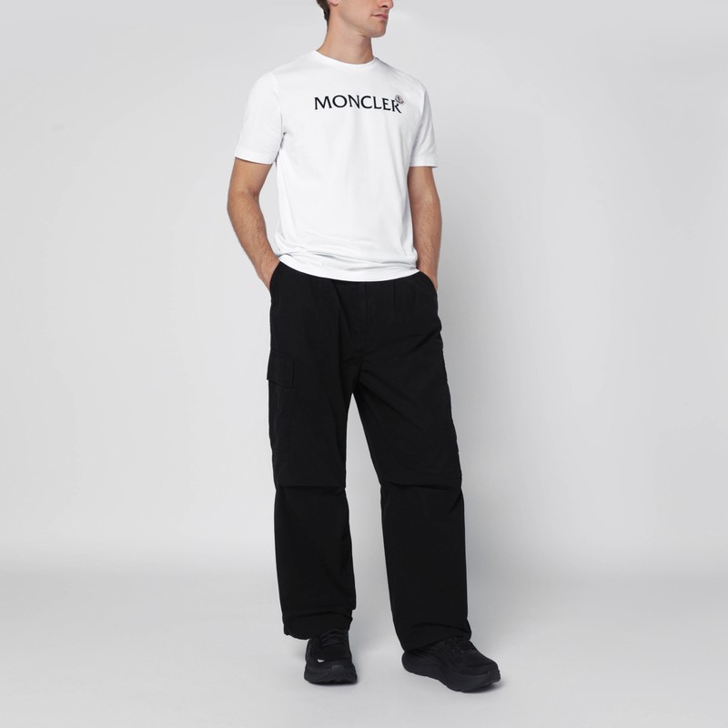 Moncler White Crewneck T-shirt With Logo Print In White