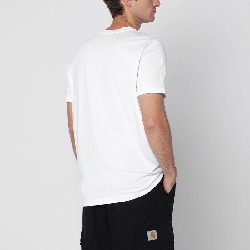 Moncler White Crewneck T-shirt With Logo Print In White