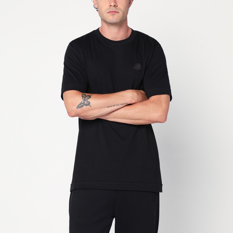 Black cotton T-shirt with logo patch