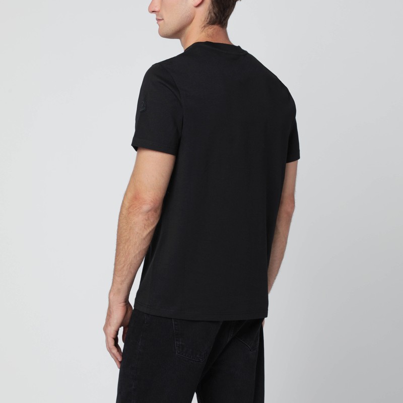 Moncler Black Crewneck T-shirt With Logo Print In Black