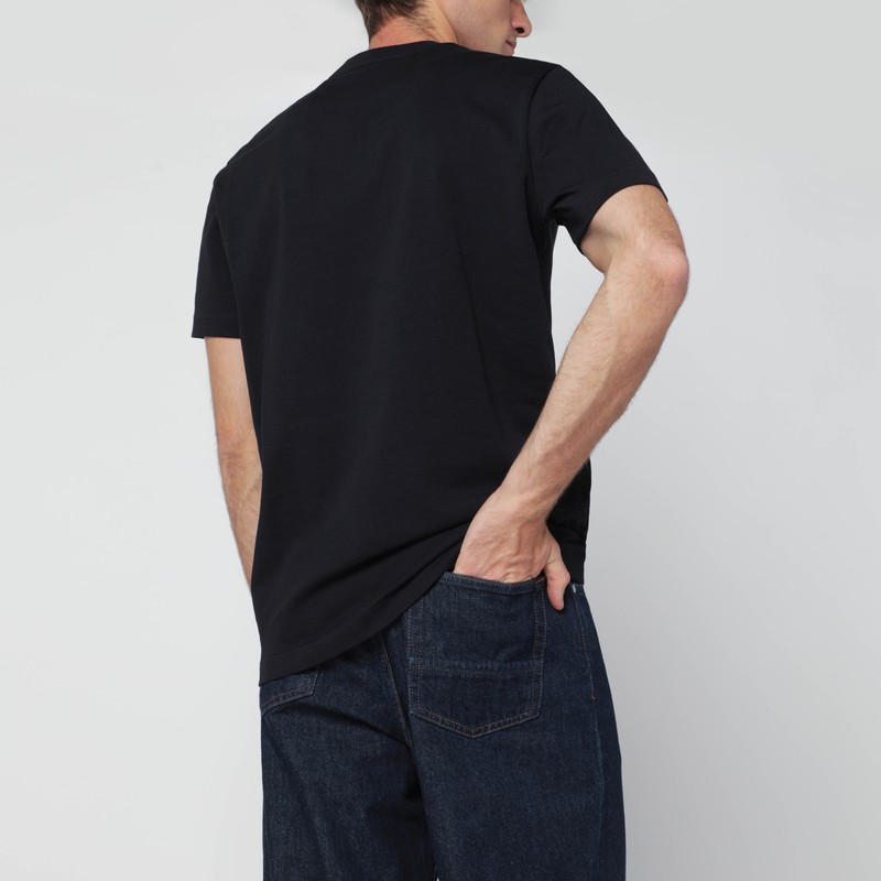 Moncler Blue T-shirt With Embroidered Tricolor Logo In Blue